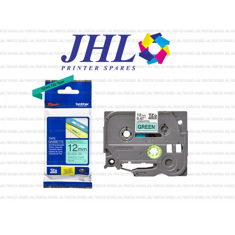 TZE731 - Brother black on green labelling tape cassette