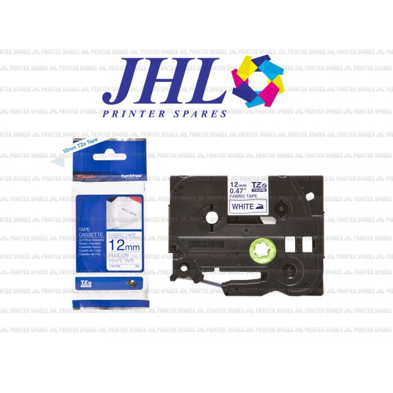 TZe-FA3 - Brother Fabric Blue On White Tape Cassette