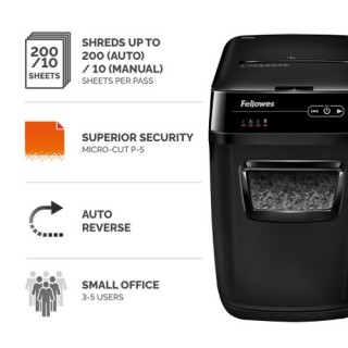 4656401 Fellowes AutoMax 200M Micro Cut Shredder